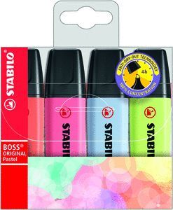 MARCADOR STABILO BOSS PASTEL ESTUCHE DE 4 UDS